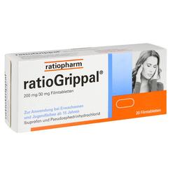 Packung von RatioGrippal-Filmtabletten gegen Erkältungssymptome für Erwachsene und Jugendliche.